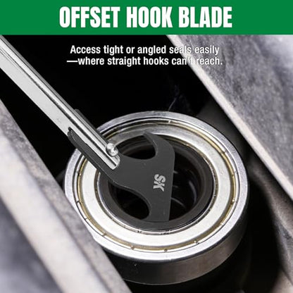 SK Seal Puller with 2 Extra Blades, Includes Straight & Offset Hook | Heat Treated Steel, Dual Hook Tips for Oil and Grease Seal Removal, for Cars, Suvs, Light Trucks and Motorcycle