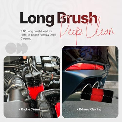 Pack of 1 Wheel Brush - 17Inch Long, Soft Bristle, No Scratch Car Wheel Cleaner Brush - Detailing Brush for Tires, Wheels, Rims, Exhaust Tips, Vehicle Engine, Motorcycles - size: Medium