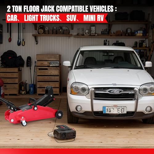 Low Profile Floor Jack,2 Ton Hydraulic Jack Floor Jack - 4400lbs Heavy Duty Iron Hydraulic Racing Floor Jack, Hydraulic Car Jack, Single Piston Quick Lift Pump, 3.35"-13" Height Lifting Range