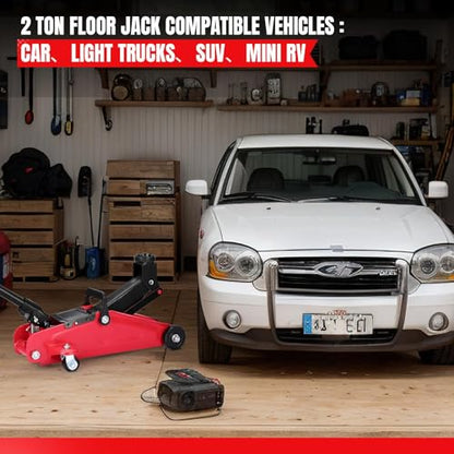 Low Profile Floor Jack,2 Ton Hydraulic Jack Floor Jack - 4400lbs Heavy Duty Iron Hydraulic Racing Floor Jack, Hydraulic Car Jack, Single Piston Quick Lift Pump, 3.35"-13" Height Lifting Range