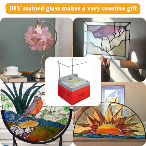 Stained Glass Grinder Mini DIY Grinding Tool, 9V 3.5A Portable Glass Grinder Kit with 5/8" Diamond Grinder Bit for Glass Processing Arts Etc. (Red) - color: Red