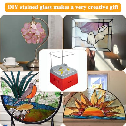 Stained Glass Grinder Mini DIY Grinding Tool, 9V 3.5A Portable Glass Grinder Kit with 5/8" Diamond Grinder Bit for Glass Processing Arts Etc. (Red) - color: Red