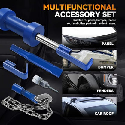 Auto Dynasty 14pcs Slide Hammer Set Car Dent Remover Tools Slide Hammer Dent Puller Set Auto Body Dent Removal Kit Repair Frame Set Car Dent Remover Tools for Cars Trucks More