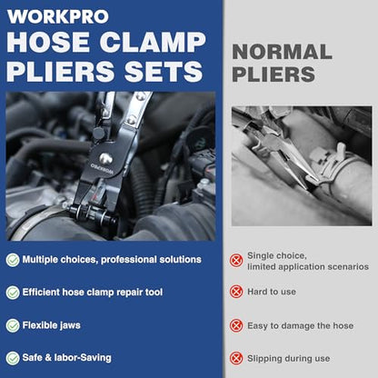 WORKPRO 2-Piece Hose Clamp Pliers Set, 27" Flexible Hose Clamp Plier & Flat Band Hose Pliers Removal Tool for Car Coolant Hose, Water Pipe - style: 2-Piece
