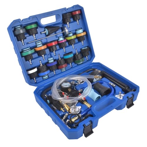 Radiator Cooling System Pressure Tester Kit, 31pc Master Coolant Vacuum Refill Kit with 23 Radiator Adapters, Coolant Pressure Tester Kit with Vacuum Pump Vacuum Purge & Refill Tool