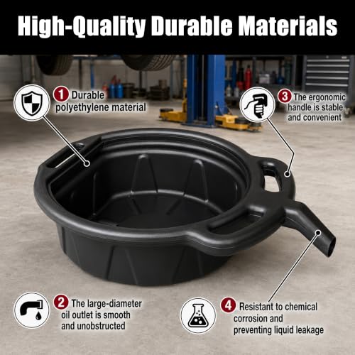 Oil Drain Pan, Motor Oil Drip Catcher Pan, 2 Gallon (8L) Capacity