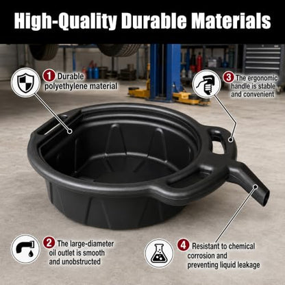 Oil Drain Pan, Motor Oil Drip Catcher Pan, 2 Gallon (8L) Capacity