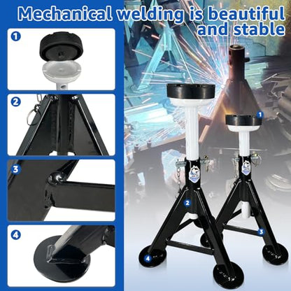 HKTE 4 Ton Jack Stands, Automotive Jack Stands with Flat Rubber Saddle & Security Locking Pins, Adjustable Vehicle Support for Cars SUVs Light Trucks, 2 Pack - color: JACK STANDS 8000LB
