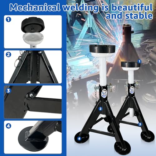 HKTE 4 Ton Jack Stands for Cars, SUVs and Light Trucks, 2 Pack | 4 Ton Capacity ；7-Position 13.4-20 in Height; Flat Rubber Saddle; Dual Locking Pins; Heavy-Duty Steel Frame - color: JACK STANDS 8000LB