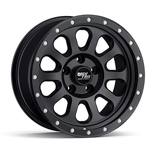 RockTrix RT111 17 Inch Wheel Compatible with Jeep Wrangler JK JL Gladiator JT Rims, 5x5" 5x127 PCD, 17x9-12mm Offset, 4.5" Backspace, 71.5mm Bore, Matte Black 17" Wheel - color: Matte Black, size: 17x9 -12mm offset