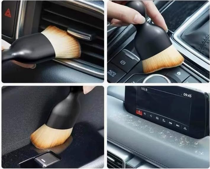 2-Piece Car Soft-Bristle Detail Brush Set Curved Design Vent & Dashboard Crevice Brush Interior Cleaning Tools