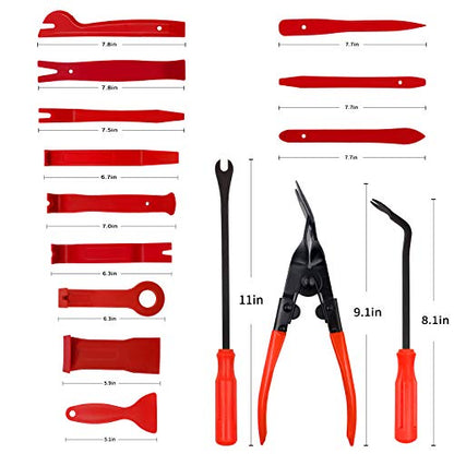 Trim Removal Tool, 200PCS Trim Tool Auto Removal Kit, Plastic Panel Fastener Removal Tool, Trim Removal Kit for Car/Trim/Panel/Door/Audio/Auto Clip Pliers/Terminal Removal Tool Kit (Red) - color: Red-200PCS