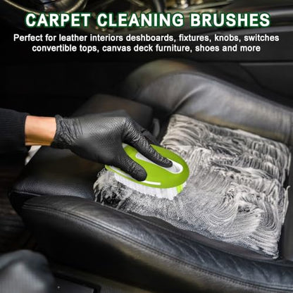 Carpet and Upholstery Cleaning Brush, Stiff Bristle Carpet Detailing Scrubber Brush, Multi-Functional Car Detailing Scrub Brushes, Cleaning Brushes for Car and Home Couch Floor Mats (Green) - color: Green