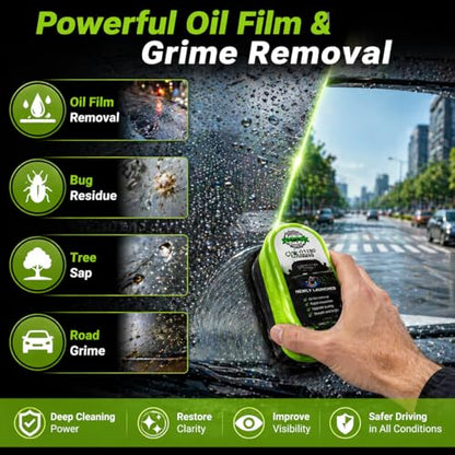 Upgrade Automotive Windshield Oil Film Remover Brush - Reusable, Heavy-Duty Microfiber Scrubber for Stubborn Grime, Bugs, Sap on Car Glass, Windows, Mirrors - Car Glass Cleaning Tool