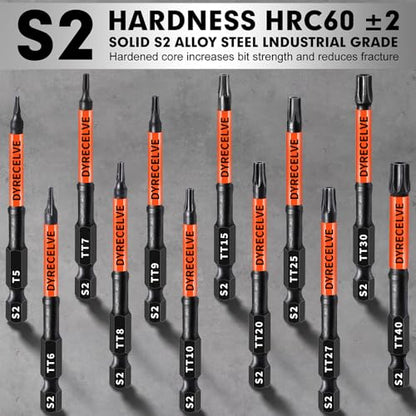 Impact Security Torx Bit Set 6-Inch Long (8-Pack T8-T40), S2 Steel Tamper Proof Star Bits Set, with 1/4'' Hex-Shank, Magnetic and High-Torque, for Automotive, Electronics, DIY - size: 8-Pieces 6 Inch Torx Security Bits