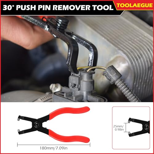 TOOLEAGUE 8Pcs Fuel Line Disconnect Pliers Set,Hose Pipe Clamp Clip | Fuel Filter Caliper,Panel Clip/Spring Clamp/Hose Removal/Relay Puller/Plier,30 Degree Push Pin/Car Trim Removal Tool for Auto
