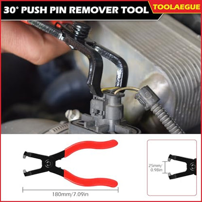 TOOLEAGUE 8Pcs Fuel Line Disconnect Pliers Set,Hose Pipe Clamp Clip | Fuel Filter Caliper,Panel Clip/Spring Clamp/Hose Removal/Relay Puller/Plier,30 Degree Push Pin/Car Trim Removal Tool for Auto