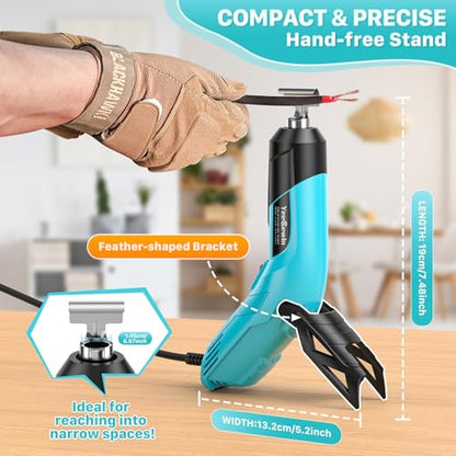 350W Mini Heat Gun with Dual Temp Settings 554℉ & 896℉ (290℃-480℃), Mini Hot air Gun with Overheat Protection Reflector Nozzle and 4.9Ft Long Cable for Crafts, Shrink Tubing and Epoxy Resin