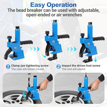 Manual Tire Bead Breaker with Handle and Rubber Pad, Fit for 38 and 42 Inches Tires Changer, Easy-Operated Tire Repair Tool for ATVs, UTVs, Tractors, Trucks, Heavy Duty Tires Car Repair (Blue)
