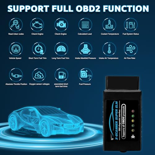 Obd2 Bluetooth ELM327 v1.4 Scanner with PIC18F25K80 Original Chip | ELM327 Car Code Reader Compatible for 1996+ Vehicles,Works with Torque App in Android,Windows and Symbian System(NOT iOS) - style: ELM327 Buletooth