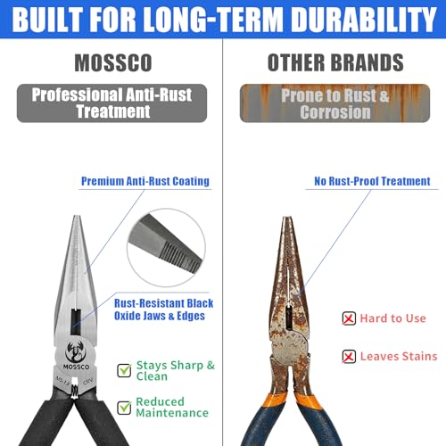 Needle Nose Pliers, 3Pcs 5" Mini Long Nose Pliers with Cutter, Serrated Jaw Precision Small Needle Nose Pliers for Jewelry Making, Bending Wire, Crafts, Electronic Repair - size: 5''-3 pack