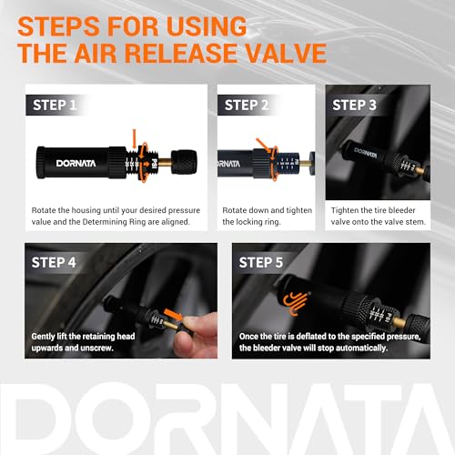 Adjustable Tire Deflator Auto-Stop (10-40 PSI) Offroad Accessories Valve Stem kit 4x4 Tyre Air Down Tool for Truck, Pickup, Motorcycle,Jeep etc.(Black)