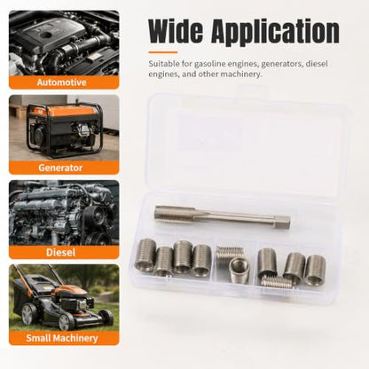 Spark Plug Thread Repair kit, M10*1.25 BoltM10*1.25 Tap Stainless Steel Repair kit for Automotive Engine Cylinder Head Rethreaded Kit Repairs Tools - color: M10*1.25