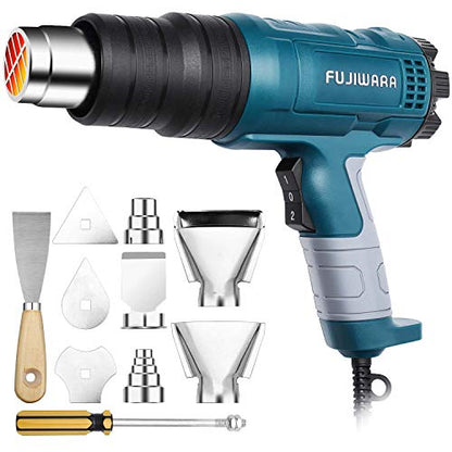 Heat Gun Kit 2000W with Dual-Temperature 5 Nozzles,Hot Air Gun 122ᵒF-1022ᵒF Heating in Seconds for DIY Shrink PVC Tubing/Wrapping/Crafts,Stripping Paint (2000W 2 Gears Temp Setting) - color: 2000w 2 Gears Temp Setting