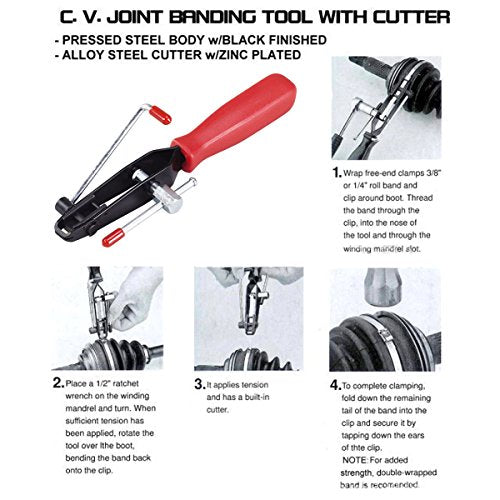 Qbace 2pcs Auto Cv Joint Boot Clamps Pliers Car Banding Tools Kit Set