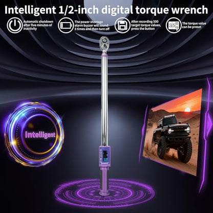 Digital Torque Wrench 1/2 Drive, (14.7-295 FT-LB/20-400N.M) ±2% High Accuracy Digital Torque Wrench, With Vibration, Buzzer and LED Alert - size: 1/2-inch (14.7-295 Ft-lbs./20-400Nm)