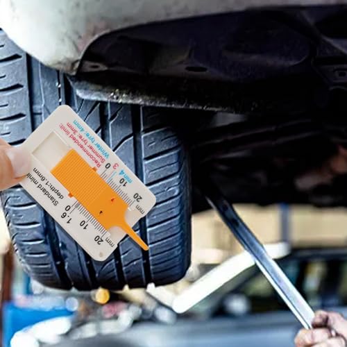 Plastic Tire Tread Depth Gauge 0-20mm, Pocket Size Vernier Caliper Ruler for Car Truck Summer Winter Tyre Wear Check, Lightweight Tool