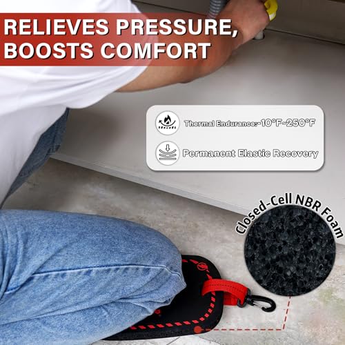 KUNN Small Kneeling Pad 9"X6.5"X1" Mini Foam Kneeing Pad with 360°Hook Heavy-Duty NBR Foam Portable Knee Mat for Working on Floors for Gardeners Plumbers Mechanics Electricians