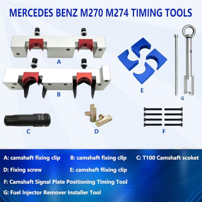 New Engine Camshaft Timing Alignment Tool Kit Compatible with Mercedes Benz M133 M260 M264 M270 M274 Engine Replace 270 589 00 6100, 270 589 01 6100 - color: 19Pcs