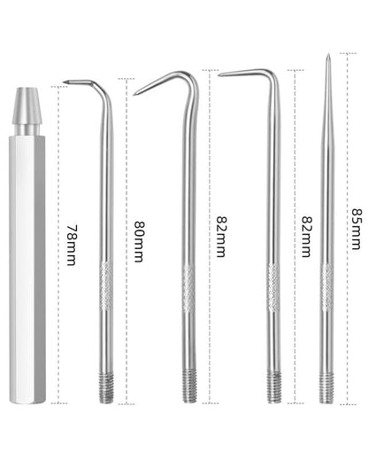 4 Pcs Removable Hook and Pick Set - Interchangeable Hex Handle Automotive Tools for Oil Seal Removal, Gasket Scraper, O-Ring Puller with Replaceable Hook Heads