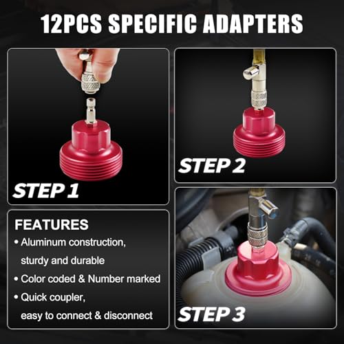 JIFETOR 14PCS Radiator Pressure Tester Tool Kit with Aluminium Pump and Metal Adapters, Black - color: Black Case