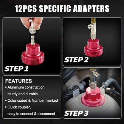 JIFETOR 14PCS Radiator Pressure Tester Tool Kit with Aluminium Pump and Metal Adapters, Black - color: Black Case