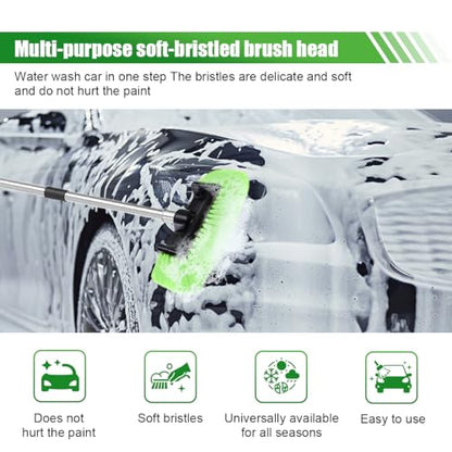ZIMISI 59" Car Wash Brush with Long Handle, No Scratch Soft Bristle Cleaning Brush, Extendable Windshield Cleaner Tool, Car Cleaning Kit for Boat, RV, Truck, House Siding, Solar Panel (Green) - color: Green
