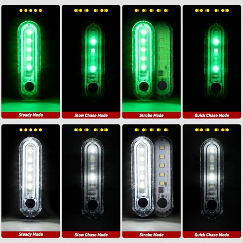 Nilight Marine Boat Navigation Light 4PCS Red Green Port Starboard White Stern Lights Four Mode Waterproof Rechargeable Warning Safety Lamp for Skeeter Yacht Pontoon Trailer Truck Bike Backpack Helmet - color: 5LED Navigation Light-4Pcs