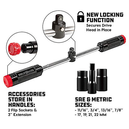 Powerbuilt Billy Club Universal Lug Wrench, Change Vehicle Tires Fast, Break Loose Lug Nuts, Emergency Car Roadside Services - 642250 Large - style: Gen2 Black