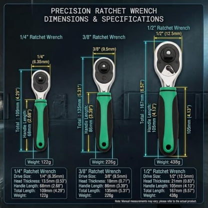 72-Tooth Drive Ratchet Wrench for Socket Set, Reversible Chrome Vanadium Steel Socket Wrench for Auto Repair, Quick-Release Ergonomic Hand Tool(12.7mm) - color: 12.7mm