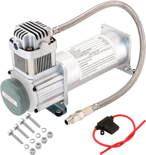 Vixen Horns Heavy Duty Onboard Air Compressor 200 PSI VXC8301 For Train Horn, Air Suspension, Air Ride, Air Bags | Universal Replacement for 12V Vehicles Like Car, Truck, Semi, Pickup - color: Chrome