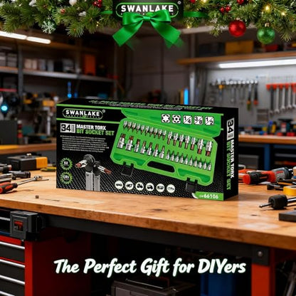 34-Piece Torx Bit Socket Set, Tamper Proof T6-T70, Solid Star Bits Set, Premium CR-V & S2 Alloy Steel Star Socket Sets, Torque Bit Sets with Storage Case - style: 34-Piece Torx Bit Socket