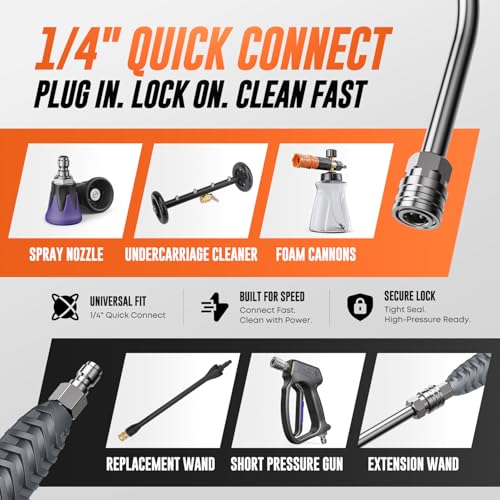 Pressure Washer Extension Wand, Pressure Washer Wand 1/4 Quick Connect | 304 stainless steel, 21 in, 20 degree angled end, anti-slip ribbed grip, 1/4 quick connect, 5000 PSI, 12 GPM - color: Dark Gray