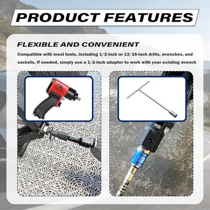 Car Scissor Jack Adapter Driven by 1/2" Impact Drills or 13/16" Lug Wrench,Sturdy Car Scissor Jack Drill Adapter Easily Lifts Jacks,Professional Labor-Saving Cars Jacks Adapters