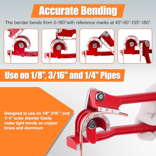 3/16" Brake Line Repair Kit, Double & Single Brake Line Flaring Tool Kit + 25ft 3/16 Inch Copper Coated Brake Line with 40 Pcs Fittings(4 Unions Included) + Brake Line Bender - color: Gold, size: 3/16"