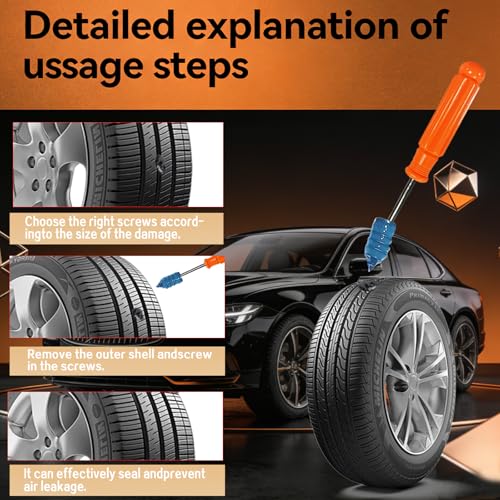 100pcs Tire Repair Rubber Nails Kit With 4 Sizes, Fast Tire Repair Tools, Vacuum Tire Repair Rubber Nail, Spiral Tire Screw Plugs, Tire Repair Kit, Suitable For Cars, Motorcycles, Bicycles And Jeeps