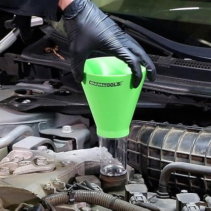 OEMTOOLS 87024 Oil Funnel for Toyota, Lexus, VW, and Mercedes Vehicles | No-Spill Design – Funnel Screws Directly into Filler Neck | Save Time on Your Next Oil Change |Hard-to-Miss Green Color - size: Toyota, Lexus, VW and Mercedes
