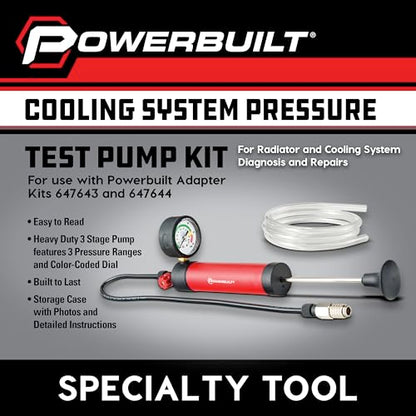 Powerbuilt Cooling System Adapter Kit, European Vehicle Adapters, Pressure Testing Pump Kit Add-Ons, Radiator Cap and Coolant Bottle Attachments - 647642 - size: European Car Pump