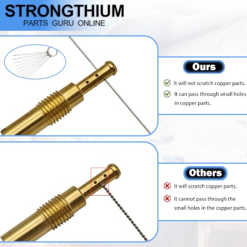 Strongthium Carburetor Jet Cleaning Tool Kit Copper Wires & Stainless Steel Needles Cleaners for Carburetor Motorcycle Jets Shower Heads Small Engine Cleaning Wand with Nylon Brushes