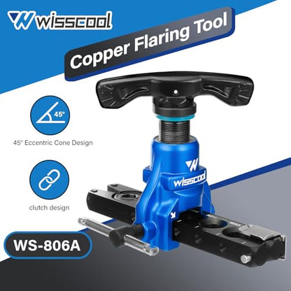 Wisscool Flaring Tool HVAC 1/4” -3/4” Single Flare Tool 45° | Eccentric Tubing Flare Tool with Clutch Limit for Copper Pipe Tube Plumping Work(2 in 1) - size: 2 in 1